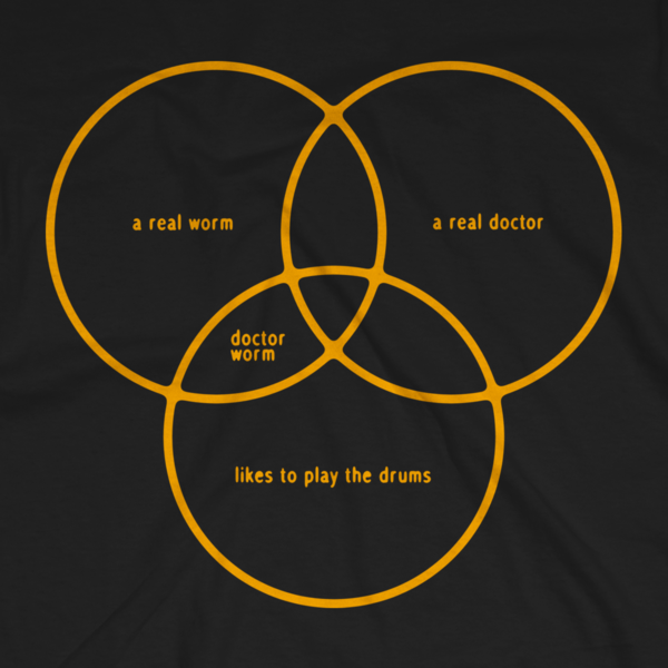 they might be giants doctor worm t shirt black orange dr who venn diagram shirt
