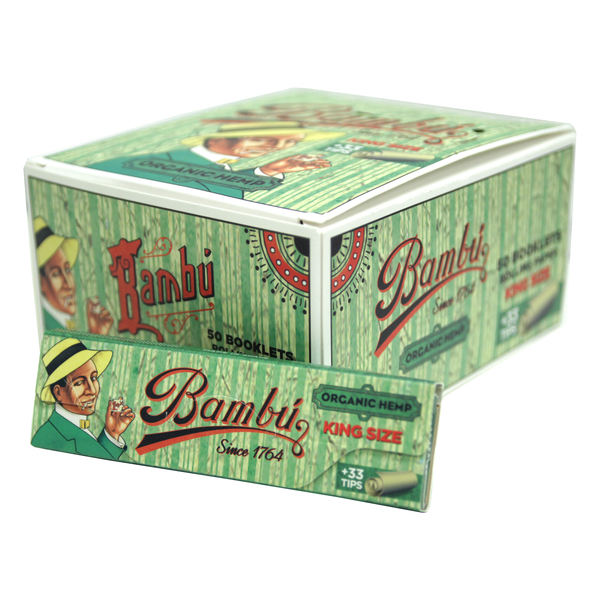 NEW Bambú Organic Hemp King Size +33 Tips (24 Pack) Bambú